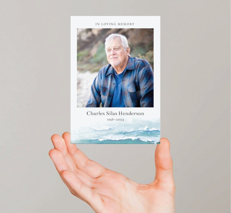 Editable Memorial Keepsake Cards Funeral Cards Mass Cards Prayer Cards ONLINE TEMPLATE Ocean