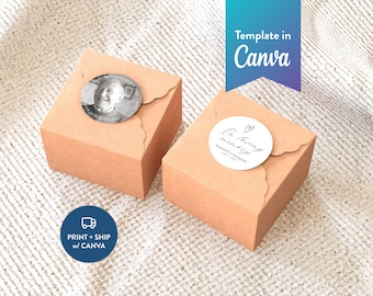 Memorial Favor Stickers: Canva Template (Digital Download, 2x2, 3x3, 4x4 in) | Classic Elegance