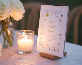 Wildflower This Candle Burns Table Sign: Canva Template (Digital Download, 5x7, 8x10) | Flower Garden