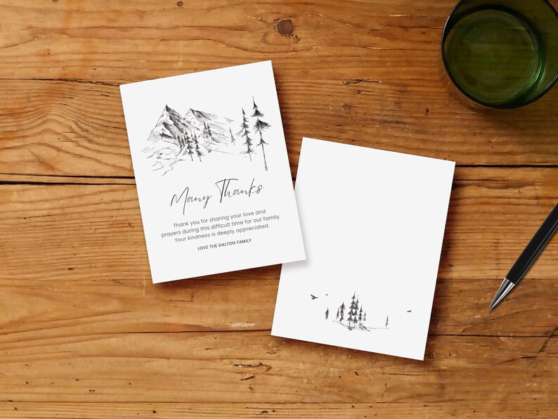 Nature Lover Funeral Template Bundle (Canva Digital Download) | Mountain Sketch image 8