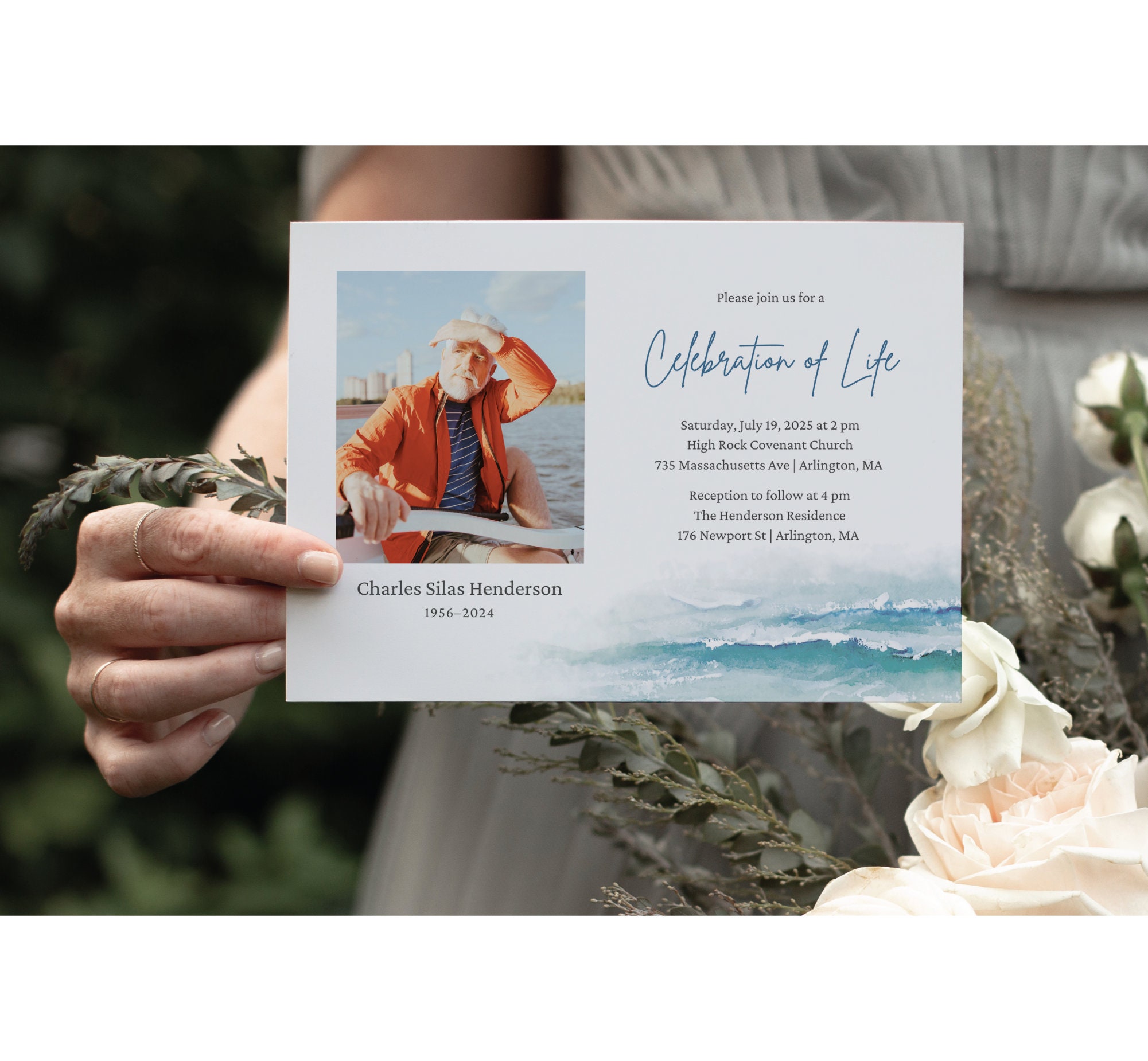 Ocean Funeral Invitation: Canva Template (digital Download, 5x7 In ...