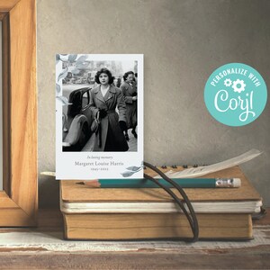 Cartes souvenir commémoratives modifiables | Cartes funéraires | Cartes de masse | Cartes de prière | MODÈLE EN LIGNE | Feuilles murmurantes