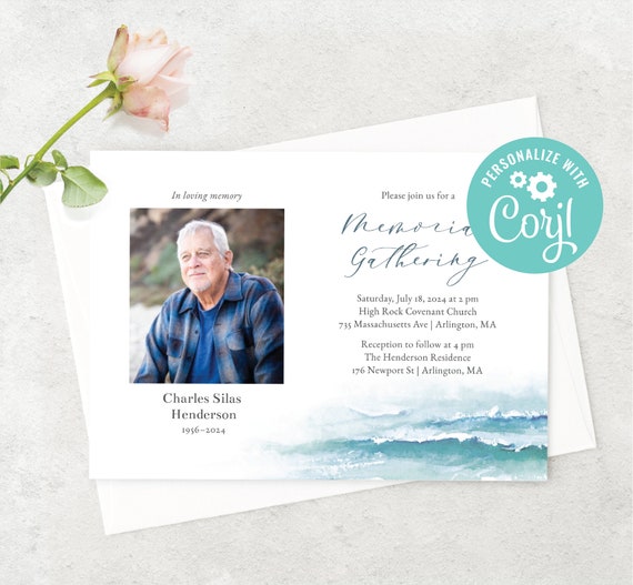 Editable Memorial Invitation | Funeral Invitation | Celebration of Life ...