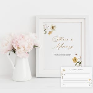 Wildflower Share a Memory Sign and Card Set: (Digital Download, 8x10, 4x6) | Flower Garden