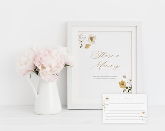 Wildflower Share a Memory Sign and Card Set: (Digital Download, 8x10, 4x6) | Flower Garden