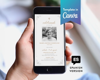 Spanish Funeral Text Invite: Canva Template (Digital Download, 1080x1920 px) | Ornate Frame