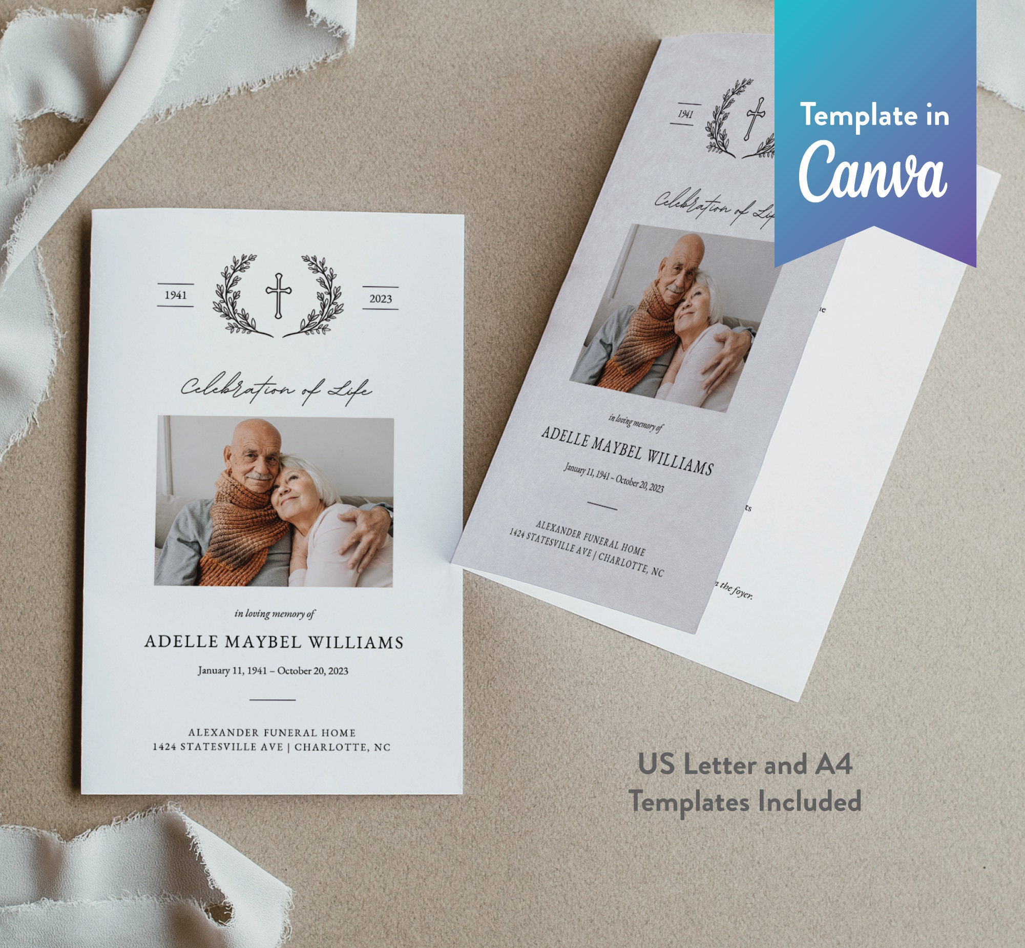 Funeral Program Template Word - Etsy