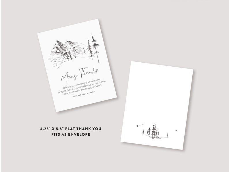 Nature Lover Funeral Template Bundle (Canva Digital Download) | Mountain Sketch image 5