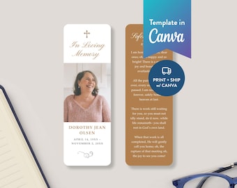 Funeral Bookmark: Canva Template (digital download, 2 x 6) | Ornate Frame