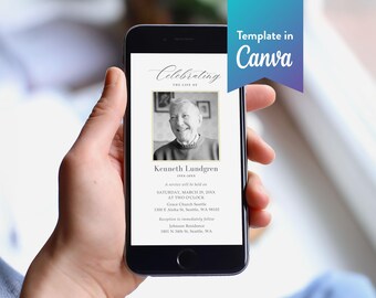 Elegant Funeral Text Invite: Canva Template (Digital Download, 1080x1920 px) | Classic Elegance