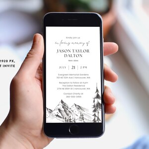 Nature Lover Funeral Template Bundle (Canva Digital Download) | Mountain Sketch image 4
