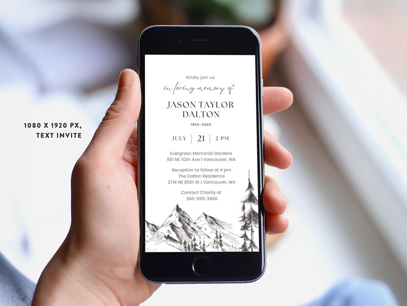 Nature Lover Funeral Template Bundle (Canva Digital Download) | Mountain Sketch image 4