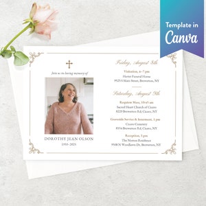 Editable Memorial Invitation | Funeral Invitation | Celebration of Life | CANVA TEMPLATE | Elegant Corners