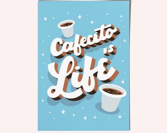 Cafecito ist Leben, Dekoration, Illustration, Druck, Schriftzug, Dekoration
