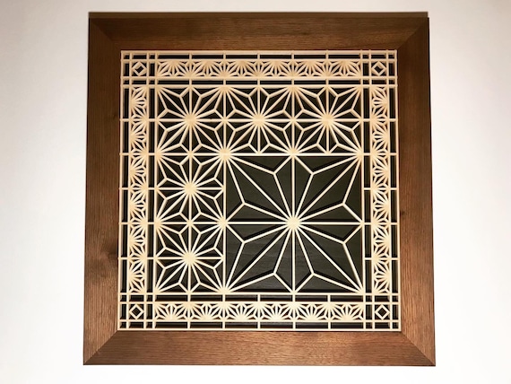 【最安値】WWW KUMIKOSHADE TYPE2 Wall Art Asa-no-ha Kumiko Pattern - Etsy