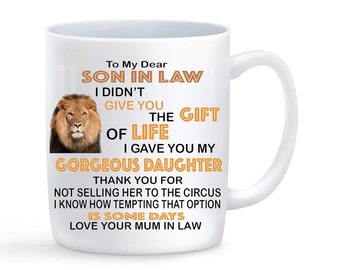 Son In Law Mug Cup, Funny Birthday, Christmas, Secret Santa, Novelty Gift