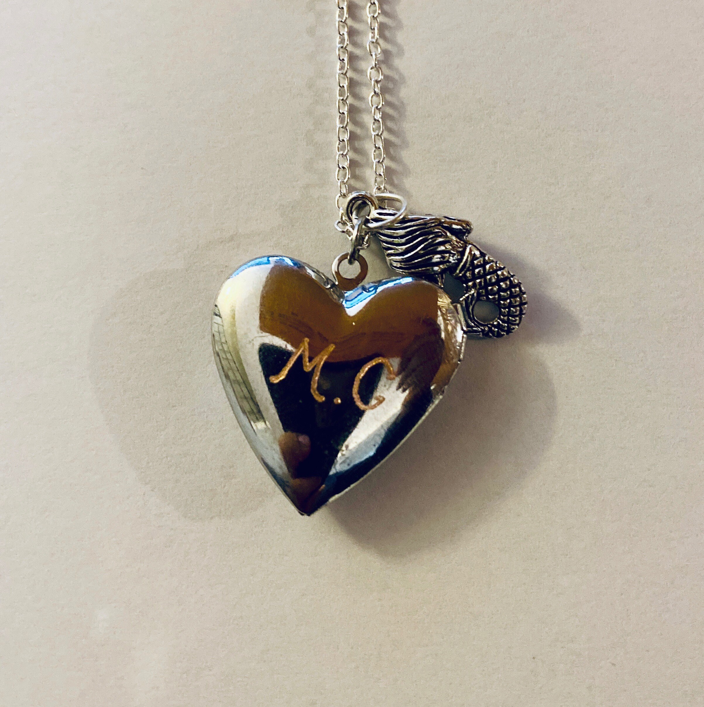 Glowing Heart Locket With Your Initials Engraved Glows Etsy