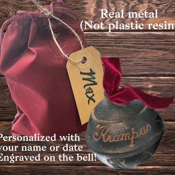 Krampus Bell - metal not plastic, Cursed Jingle Bell Replica With Optional (personalisation velvet bag/tag).