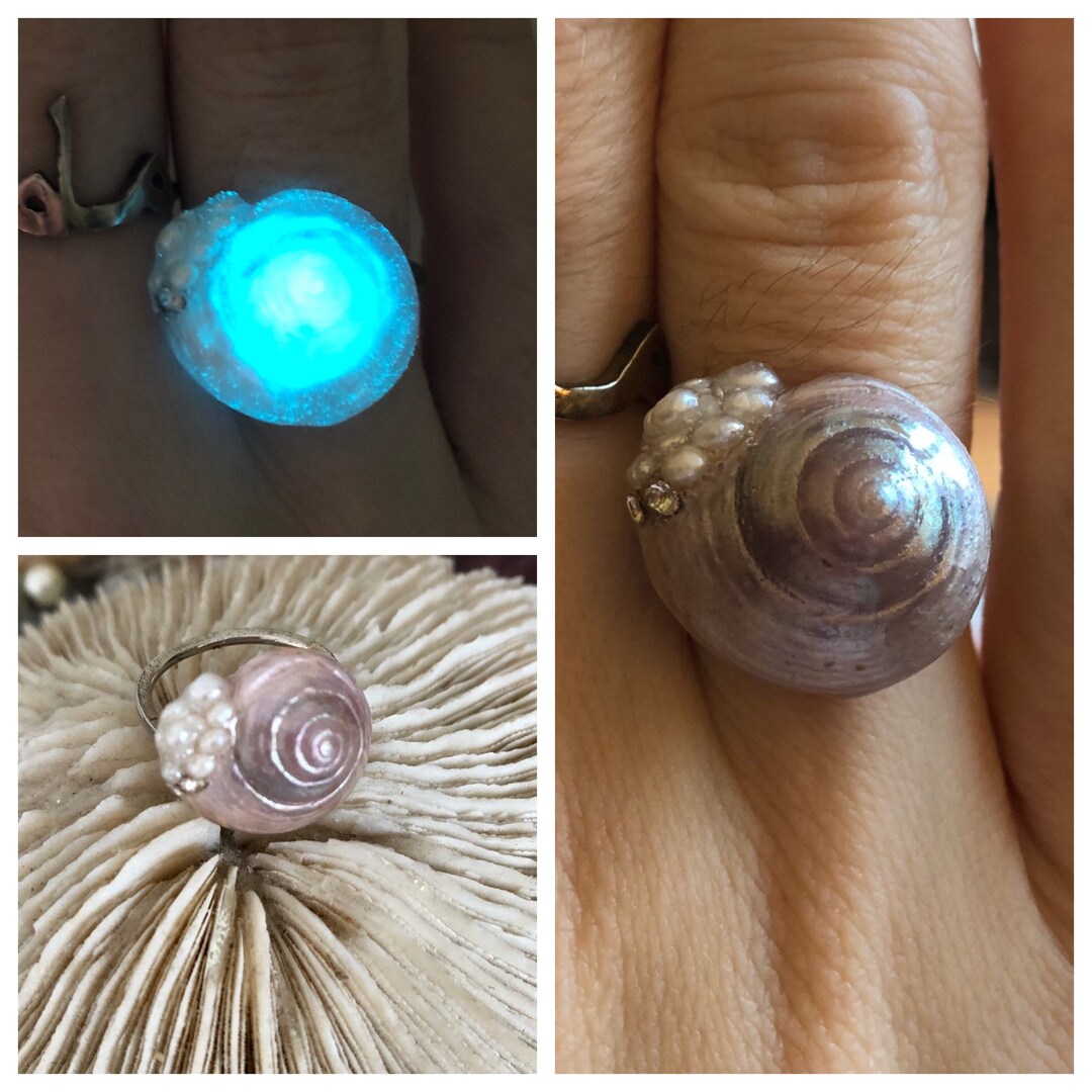 Spiral Seashell Mermaids Pearl Silver Everyday Beauty Ring Etsy