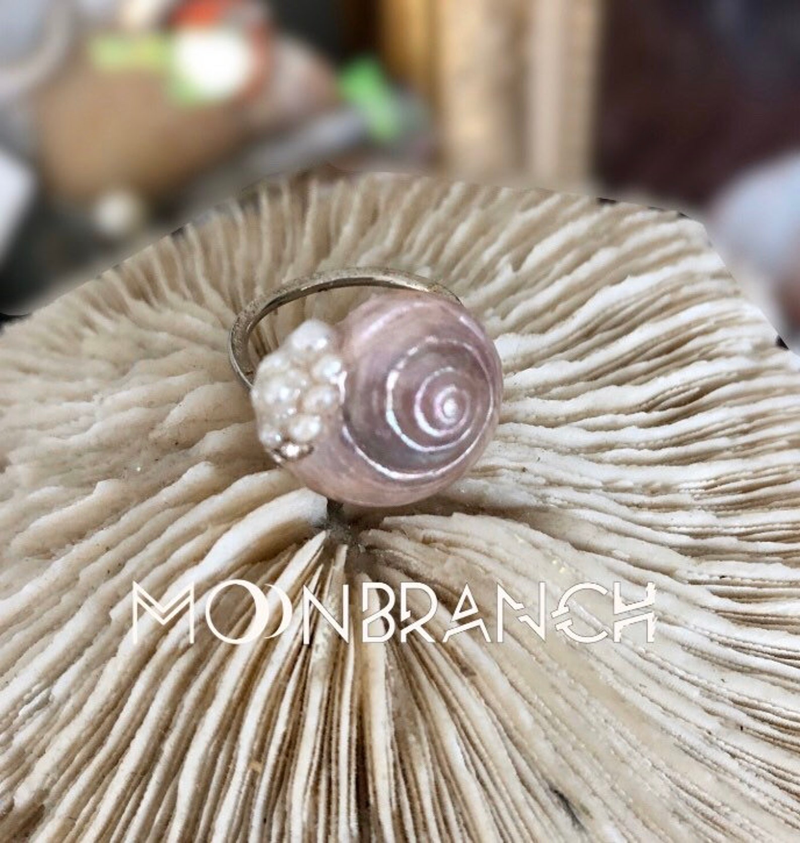 Spiral Seashell Mermaids Pearl Silver Everyday Beauty Ring Etsy