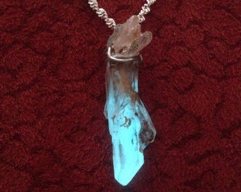 Fairy wand Quartz necklace, Kyber crystal naturally glowing necklace inspired by star wars.