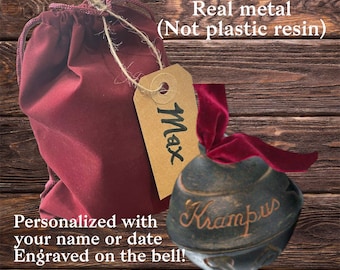 Krampus bell - replica officially Metal, cursed Krampus ornament Engraved deep sound, customizable.