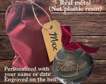 Krampus bell - replica officially Metal, cursed Krampus ornament Engraved deep sound, customizable.