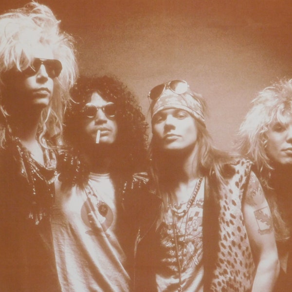 Guns N' Roses Group Photo - Duff McKagan, Slash, Axl Rose, and Steven Adler ... Sepia Poster 11x14 inches