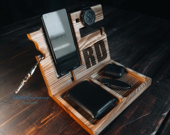 Personalized Unique Gift for Men, Engraved Wooden Desk Organizer | Gifts  for Men Who Have Everything, Custom Wooden Stand, Gifts for Dad, Husband