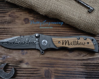 8th Anniversary Gift - Folding Pocket Knife - Groomsman Knife - Engraved Hunting Knife - Knife Wedding Gift - Personalized Knife - Best Man