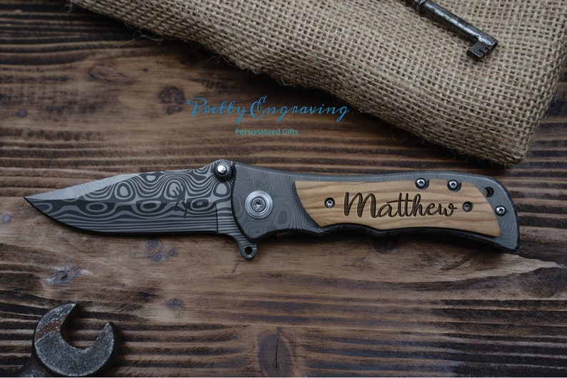 8th Anniversary Gift - Folding Pocket Knife - Groomsman Knife - Engraved Hunting Knife - Knife Wedding Gift - Personalized Knife - Best Man