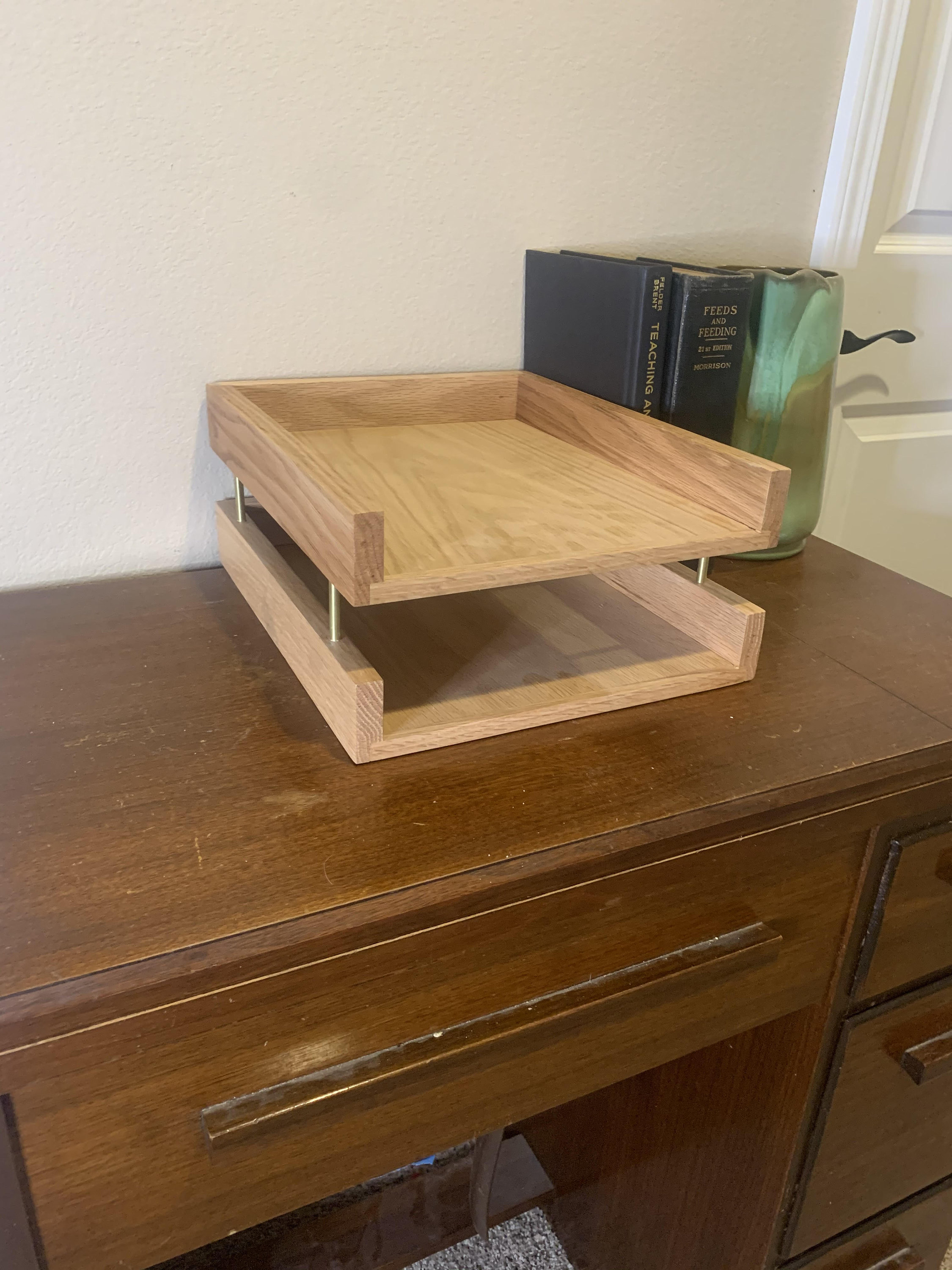 Letter Tray Oak with Brass Accents Etsy