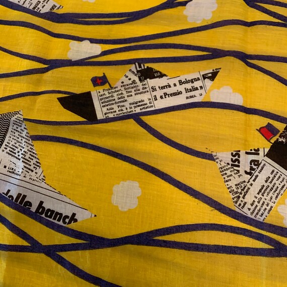 Signed Scarf with Newspaper Boats Gem