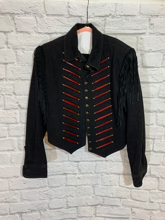 Beaded and Fringed Western Jean Jacket