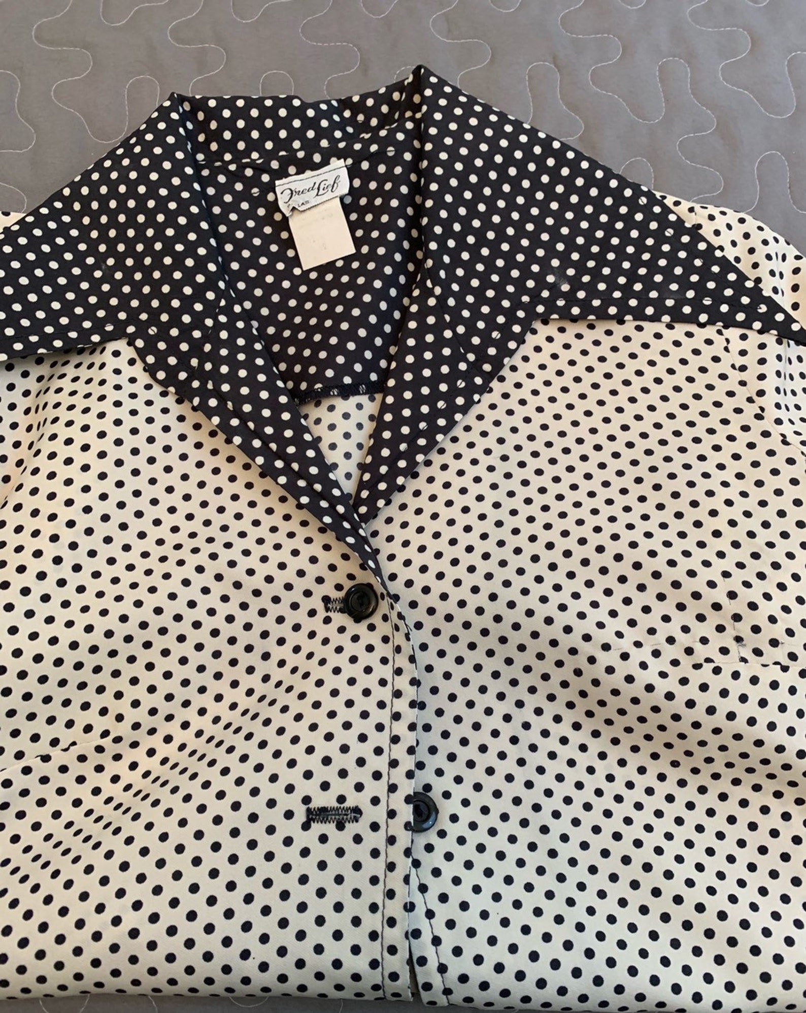 Black White Polka Dot Blouse Etsy