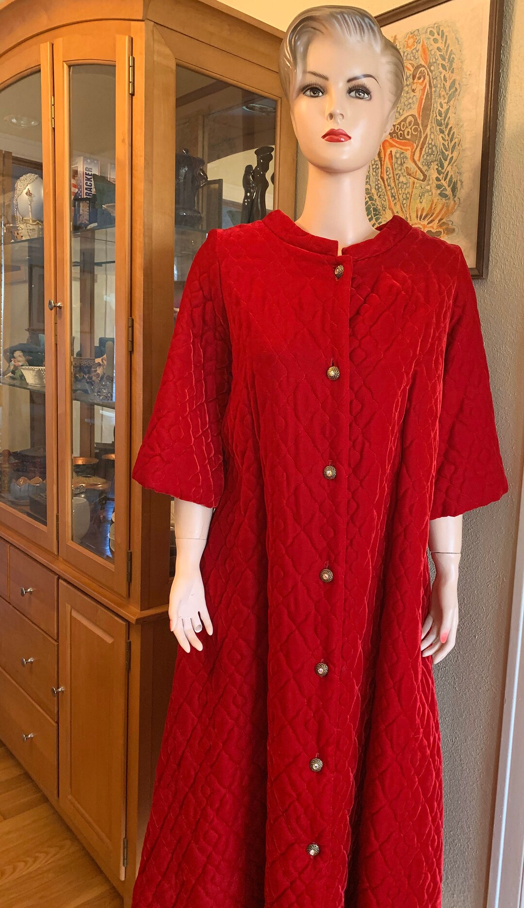Red Velvet Renaissance Robe With Iridescent Buttons - Etsy