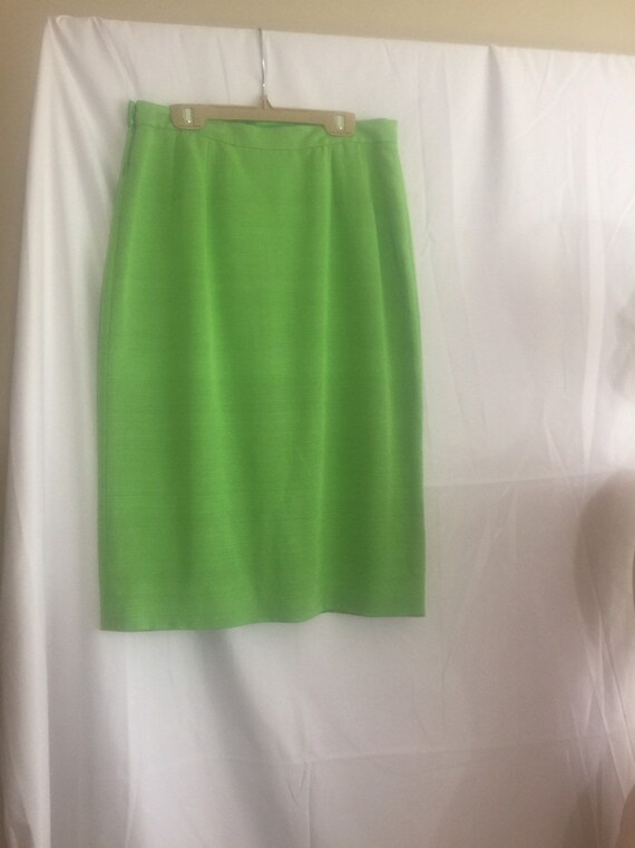 Mary McFadden green silk skirt