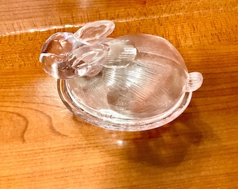 Vintage Glass Hens and bunnies in a basket