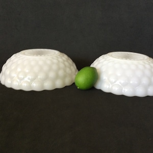 Anchor Hocking 2 Milk Glass Bubble Vegetable Bowl 8 inches