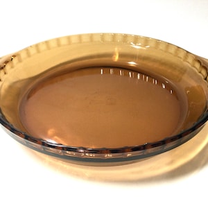 Vintage Anchor Hocking Harvest Amber Pie Plate: 10-inch Ovenware
