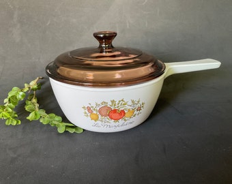 Sartén Corning Ware Spice of Life Menuette P-82-B con tapa Pyrex color ámbar