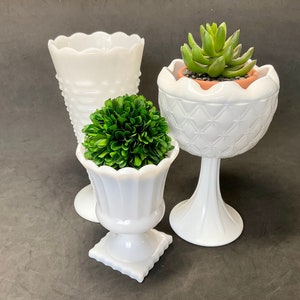 Milk Glass Planter mismatched collection, 3 pieces, made in USA