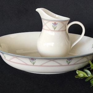 Lindsay Town and Country Fine China Collection by Gorham, 10” Oval serving Bowl and Creamer