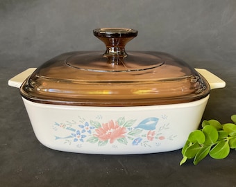 Corning Ware Symphony A 1-B Bakeware with amber Pyrex A-7-C lid