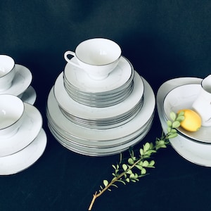 Noritake Whitebrook 6441 Dinnerware China Collection, made in Japan, sold per set or by piece