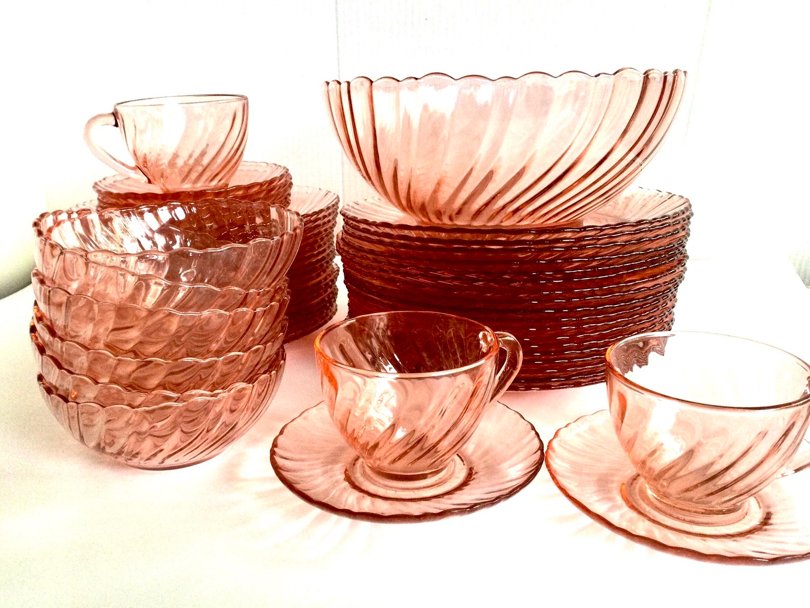 Arcoroc Rosaline Pink Glass Dishes Made in France Sold by Set Etsy