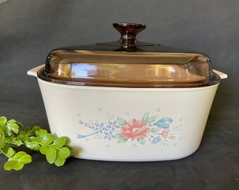 Corning Ware Symphony A-5-B Bakeware with amber Pyrex  lid, 5 Liter capacity