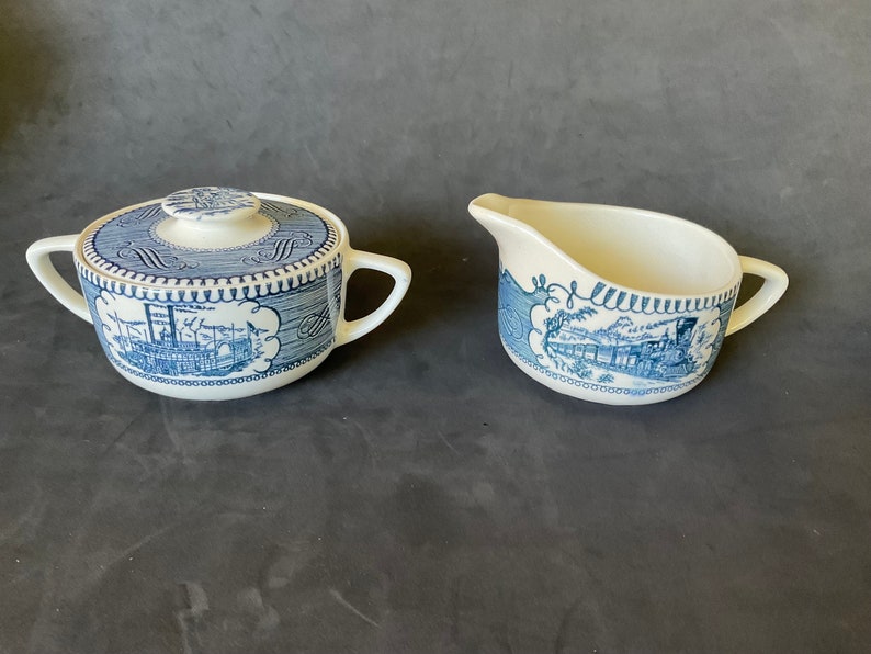 Currier and Ives Blue and White Ironstone Dinnerware Collection by
