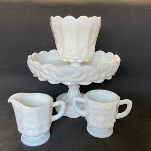 Milk Glass Grape Dining Serving Pieces by Westmoreland, 4 Piece ...