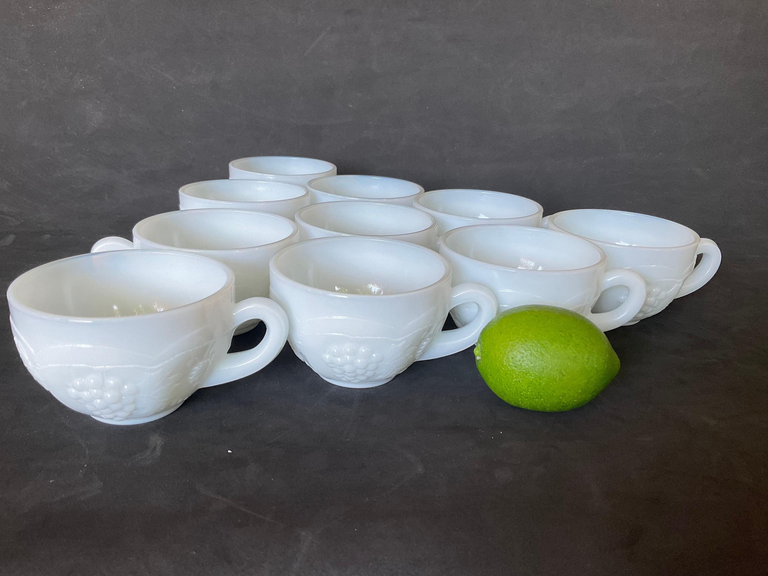 Vintage Smith Milk Glass Punch Bowl Set: Harvest Grape Design - Etsy